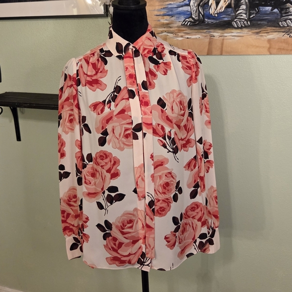 kate spade Tops - kate spade Floral Button-Down Shirt with Pink Roses